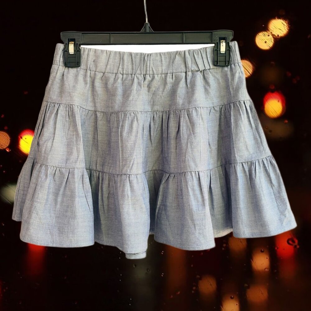 One Step Up Women's Pull On Elastic Waist Tired Mini Skirt Gray Size M